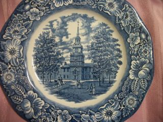3 Vintage Staffordshire Ironstone Liberty Blue Independence Hall Dinner Plate ' S 2