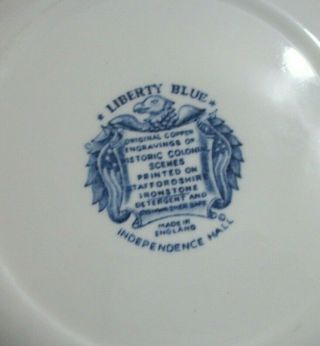 3 Vintage Staffordshire Ironstone Liberty Blue Independence Hall Dinner Plate ' S 3