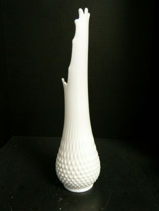 Vintage Footed Hobnail White Milk Glass Stretch Swung Vase 16 