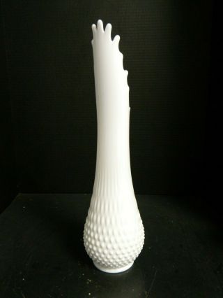 Vintage Footed Hobnail White Milk Glass Stretch Swung Vase 16 