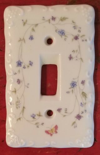 Takahashi San Francisco Porcelain Light Switch Cover Floral Butterfly Japan