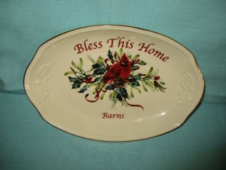 Lenox Winter Greetings Bless This Home Red Cardinal Barns 11 1/4 " X 7 1/2 "