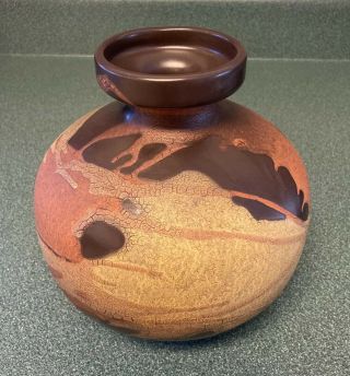 7.  25 Inch Vintage Mid Century Modern Haeger Art Pottery Earth Wrap Vase Mcm