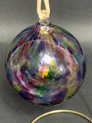 Glass Eye Studio Retired Hand Blown Multi Colored Ornament Ball 3”