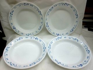 Corelle Provincial Blue Set Of 4 Flat Rimmed Soup Or Pasta Bowls 8.  5 "