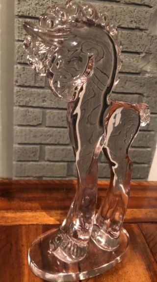 Vintage Paden City Art Glass Clear Standing Colt Horse Figurine - 11.  5 "