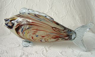 Vintage Murano Art Glass - End Of Day Glass Fish – C.  1960 – 26cm Long