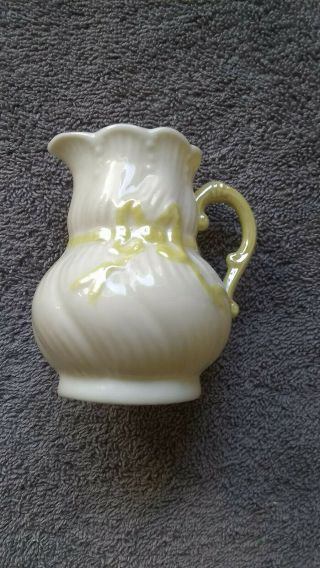 Vintage Irish Belleek Porcelain Ribbon Pattern Creamer 3 1/2 " Tall