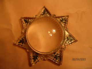 Vintage Pressed Glass Star Shaped Paper Weight With Magnifying Dome