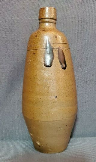 Vtg Campos Filhos Aveiro Portugal Speckled Stoneware Pottery Bottle,  9.  5 " X 4 "