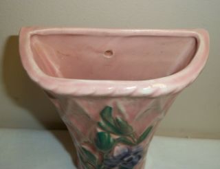 Vintage Art Pottery Pink Wall Pocket Vase Hull? 2