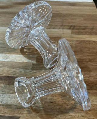 Two Large Waterford Crystal Elegant Single Light Candle Holders Candlesticks 2