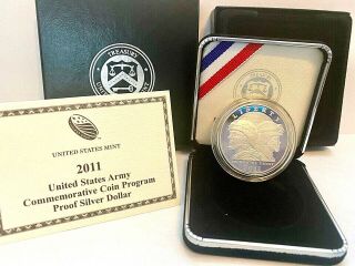 2011 - P Usa United States Army Commemorative Proof 90 Silver Dollar Coin