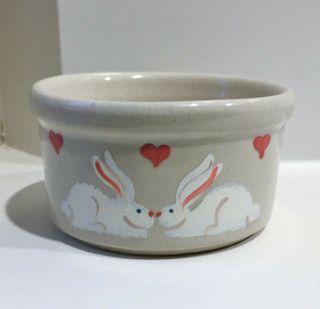 Vintage Rrp Co.  Roseville Pottery Spring Bunny Rabbit Trinket Dip Bowl