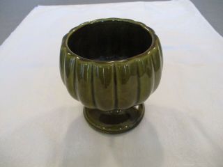 Vintage Mccoy Floraline Pottery Pedestal Planter 491 Usa Olive Green 6 " Tall