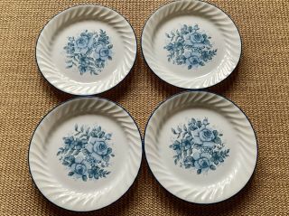 Set Of 4 Corelle Blue Velvet 9” Luncheon Plates