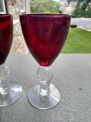 4 Vintage Elegant Glass Morgantown Crystal Golf Ball Stem 3oz Wine Goblets 4.  75 
