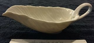 Lenox Made In Usa Gravy Boat,  Cabbage Leaf,  Ivory Colored,  8 1/4 Inches Long