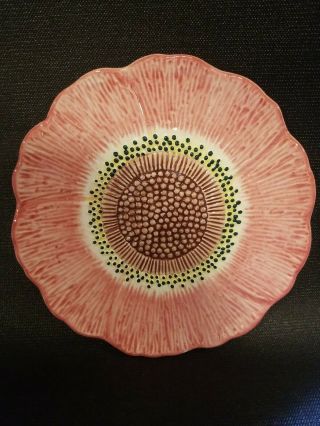 Majolica Hand Painted 3d Flower Pottery Plate 8” Made For Seymour Mann