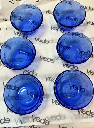 6 Vintage Usa Made Pyrex Cobalt Blue Glass Custard Dessert Bowls 463 /175 Ml