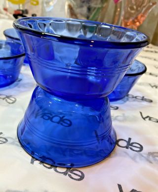 6 Vintage USA Made PYREX Cobalt Blue Glass Custard Dessert Bowls 463 /175 ml 3