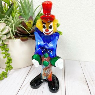 Vintage Murano Art Glass Italy Funny Creepy Colorful Clown