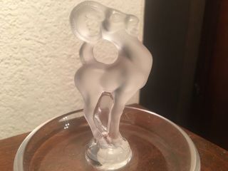 Lalique French Crystal Signed Art Deco Frosted Ram Ring Trinket Dish 2