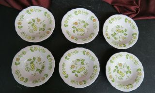 Vtg Petite Flora Ironstone Set Of 6 5 1/2 " Bowls Japan