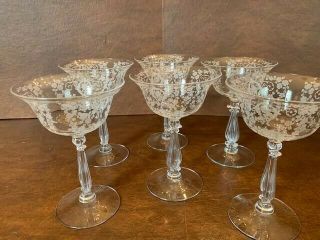 Set Of 6 Vintage Fostoria Wisteria Crystal Champagne/dessert Glass