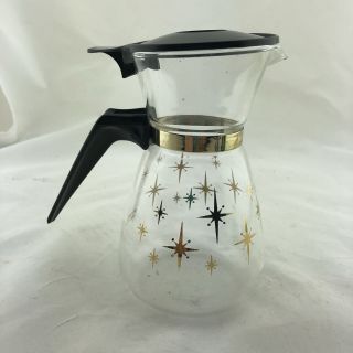 1960s Vintage 12 Oz Pyrex Constellation Atomic Single Serve Tea Carafe Usa