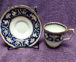 Crown Staffordshire Footed Tea Cup & Saucer Set Fine Bone China Made in England 2