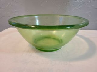 Vintage Hocking Glass Co.  Green Vaseline Mixing Bowl With Rolled Edge