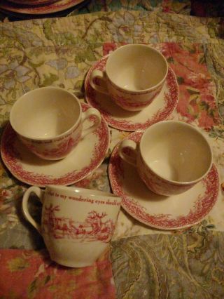 Johnson Brothers England Twas The Night Before Christmas Four Saucers/3 Cups