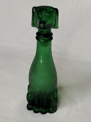 Empoli Dog Bottle Green Emerald Glass Italian Italy Vintage Retro Mid Century