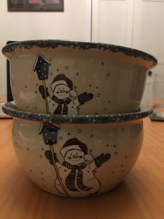2X Home & Garden Party Christmas Snowman ⛄️ Small Soup/Cereal/Dip Bowl 2002 2
