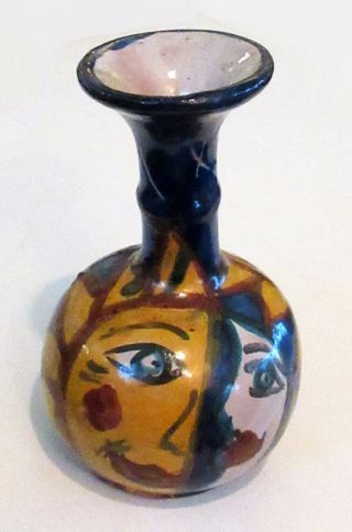 Vintage Italy Ceramic Art Pottery Vase In Style Of De Simone Sun & Moon Images