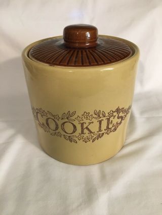 Vintage Monmouth Stoneware Pottery Cookie Jar - Western Stoneware Maple Leaf