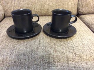 Pfaltzgraff Midnight Sun Black Cups/mugs & Saucers - Set Of 2