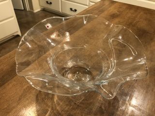 Large Blenko Art Glass Clear Mid Century Hat Bowl Sculpture 12 "