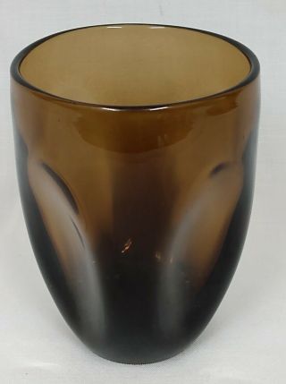 1 Russel Wright Pinch Imperial Brown Mid Century Art Glass 4 1/2 " Water Tumbler