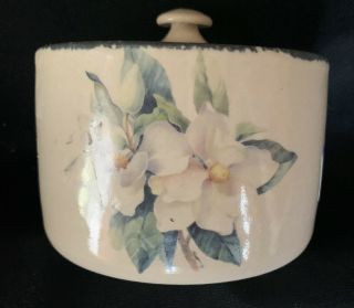 Home And Garden Party - Magnolia Small Crock With Lid 2002 Euc