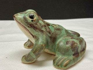 Vintage Mccoy Pottery Usa Flower Frog Brown And Green Frog Figural Garden