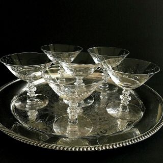 Vintage Etched Dessert / Champagne Glasses Set Of 6 Tiffin Franciscan Starlight