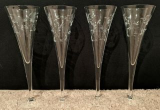 4 Princess House Heritage (436) Crystal Champagne Toasting Flutes Glasses 10 "