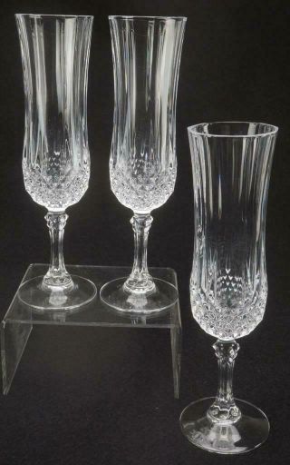 Set Of 3 Fluted Champagne Belmont By St.  George 8 - 1/8 " Tall 6 Sided Stem Kc661