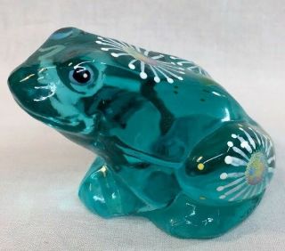 Fenton Art Glass Hand Painted Robin Egg Blue Frog Part Of Into The Pond