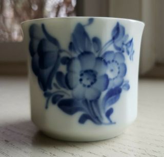 Royal Copenhagen Faceted Bowl White W/ Blue Flowers 2.  25 " Diam 2 " H.  Small Chip.