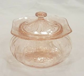 Vintage Jeannette Adam Pink Depression Glass Candy Dish Sugar Bowl W/ Lid