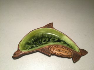 Vintage Treasure Craft Set Of 2 Trinket Dishes - - Florida Dolphin & California