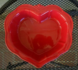 Pavillion Princess House Berry Red Heart Stoneware 10 " X9 " X2.  5 " Oven Baker
